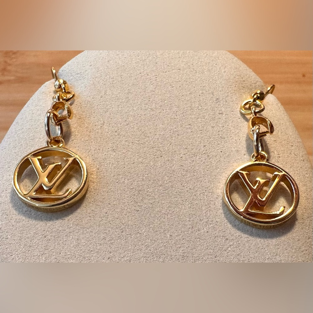 Up Cycled Louis Vuitton Gold Tone Zipper Pull Charm Earrings. Stainless hooks. - Picture 2 of 3